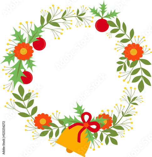 Christmas wreath. Flat design.