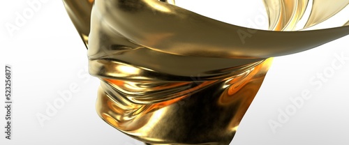 Flying gold cloth isolated ...