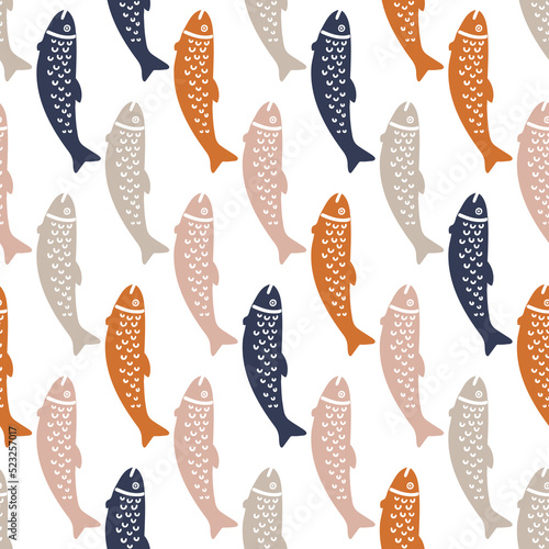 Seamless pattern with colorful fish