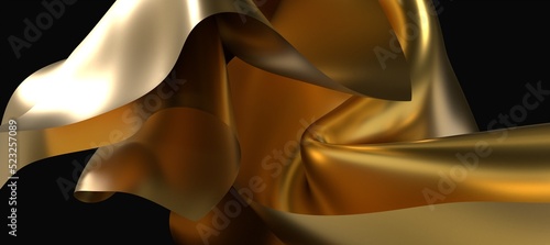 Flying gold cloth isolated ...