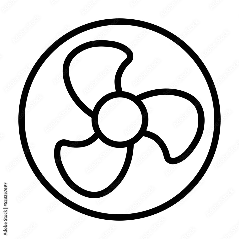 Fan or ventilation system line art vector icon for apps and websites Fan or ventilation system line art vector icon for apps and websites