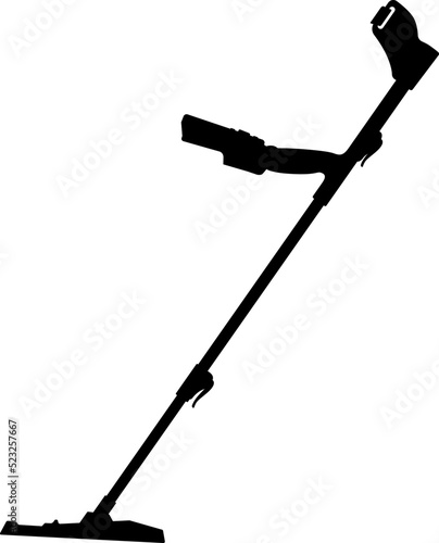 Modern metal detector, metal probe. Metal detector for jewellery, treasure hunt realistic silhouette magnetic detector