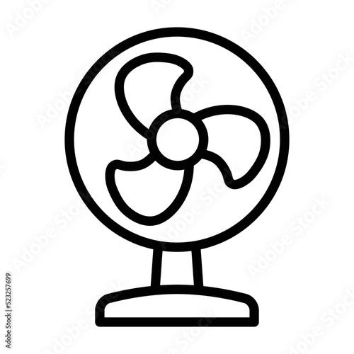 Small table fan for cooling line art vector icon for apps and websites