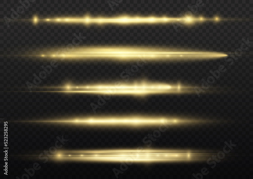 Golden glow line, yellow horizontal light rays