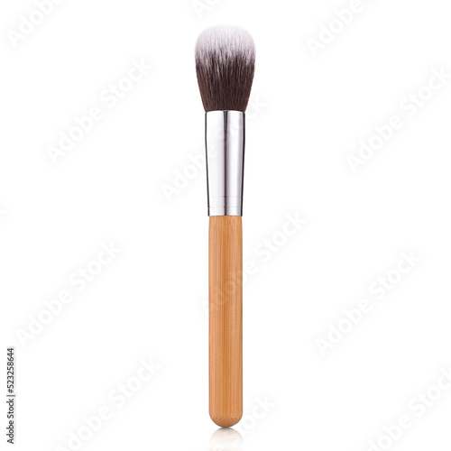 Professional makeup brush closeup isolated on white background