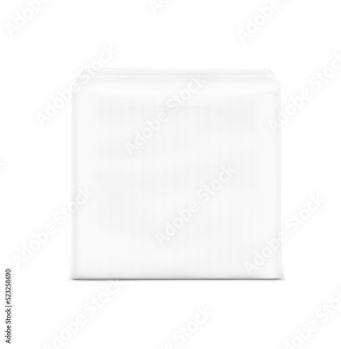 Packaging bag mockup with feminine pads. Vector illustration isolated on white background. Ready for your design. Suite for the presentation of pads, diaper, wet wipes, foods, household, etc. EPS10.	