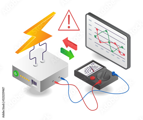 Measuring power adapter voltage analyzer with avo meter