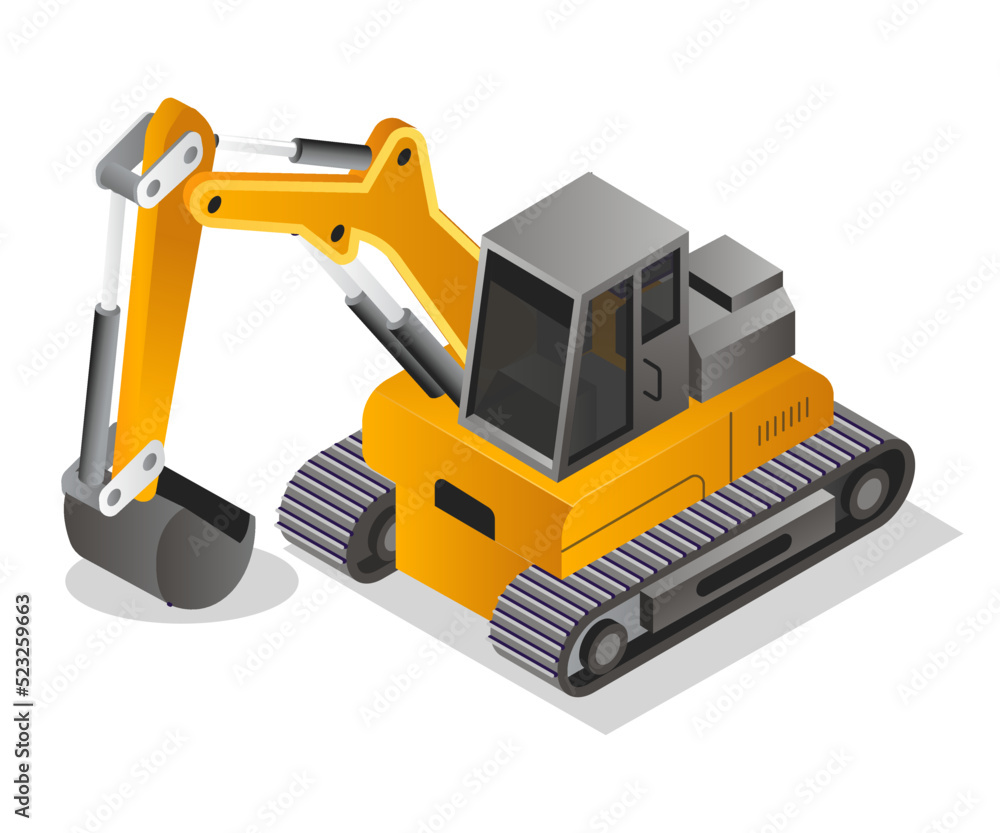 Excavator isometric illustration Excavator isometric illustration