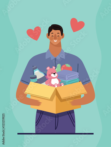 man lifting donation box