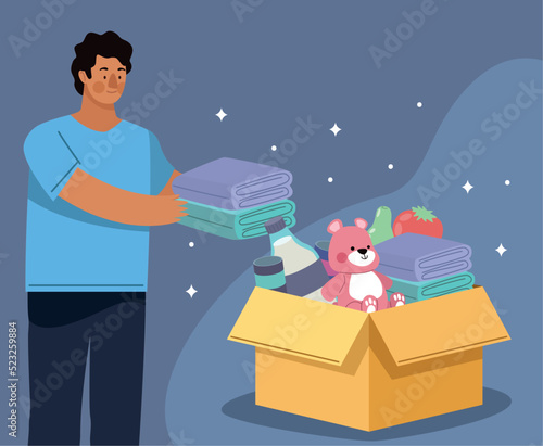 charitable man lifting donations
