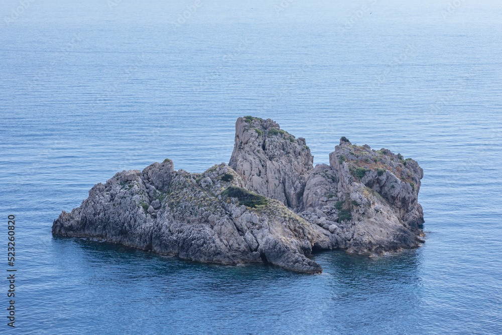 Skeludi islet on Ionian Sea shore in Palaiokastritsa village, Corfu Island in Greece