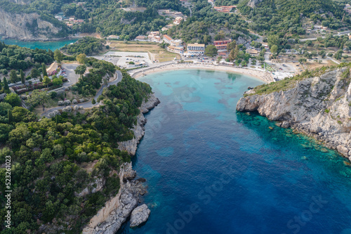 Ampelaki Bay in Palaiokastritsa village, Corfu Island in Greece © Fotokon