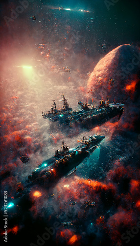 Print op canvas space battleship lead the fleet space ambiente undercover Digital Art Illustrati