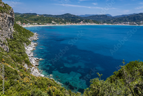 Ionian Sea coast of Agios Georgios village, Corfu Island in Greece