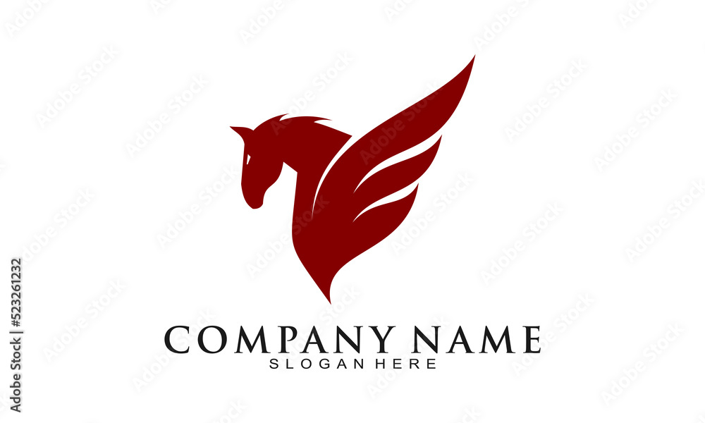 Red horse with wings vector logo Red horse with wings vector logo