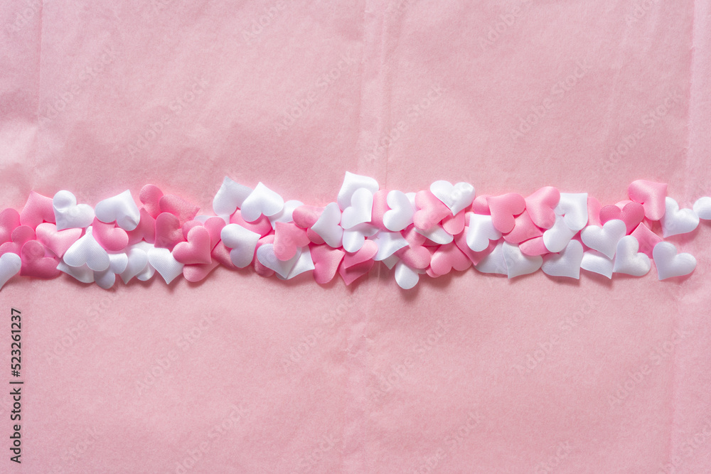 pink tissue paper with pink and white fabric hearts pink tissue paper with pink and white fabric hearts