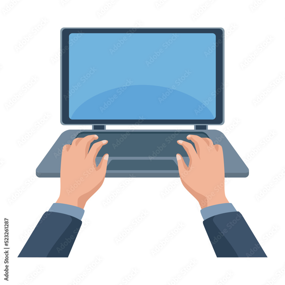 hands using laptop computer portable hands using laptop computer portable