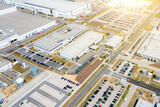 Aerial view of a large modern factory, large production, factory premises, factory city