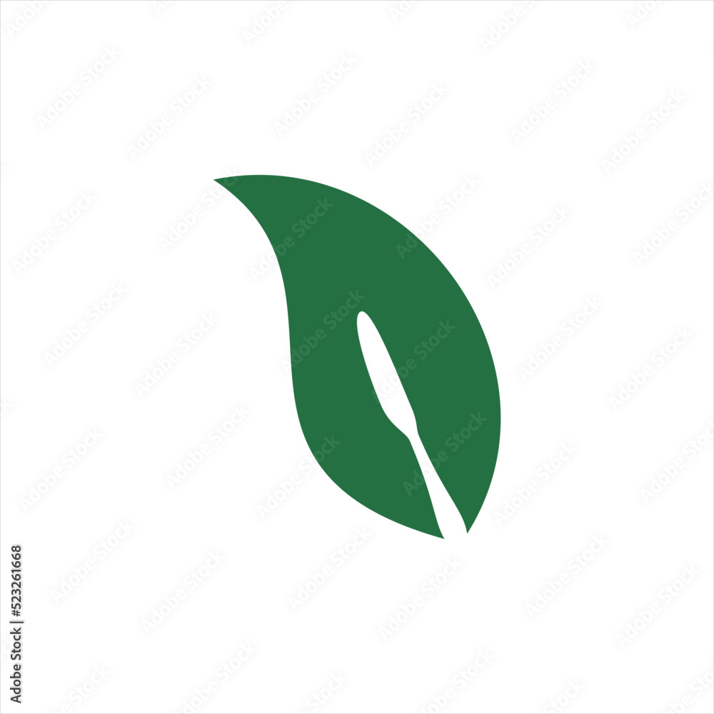Vector leaf design logo with blade-shaped center leaf fiber. Vector leaf design logo with blade-shaped center leaf fiber.