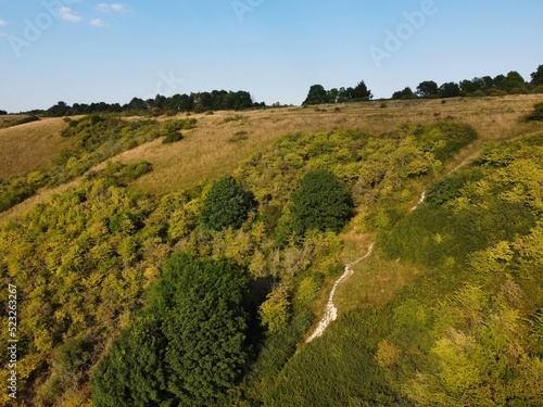 Countryside Landscape of England, high angle drone's footage of Dunstable downs Bedfordshire photo