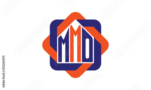 MMO three letter real estate logo with home icon logo design vector template | construction logo | housing logo | engineering logo | initial letter logo | minimalist logo | property logo |