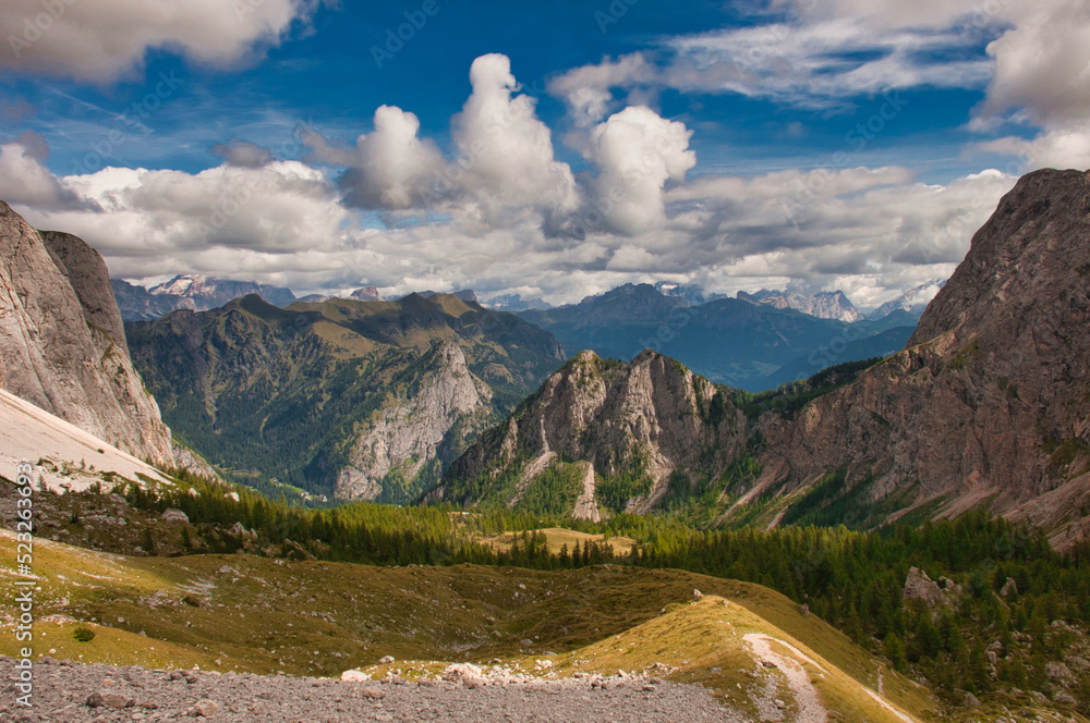 Views to Malga Ciapella, Alta Via 2, Dolomites, Italy