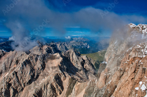 Views north from Marmolada, Dolomites, Italy