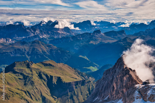 View south from Marmolada, Dolomites, Italy