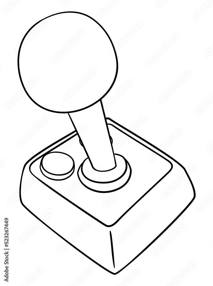 Retro joystick controller with two buttons in outlines, Vector illustration Retro joystick controller with two buttons in outlines, Vector illustration