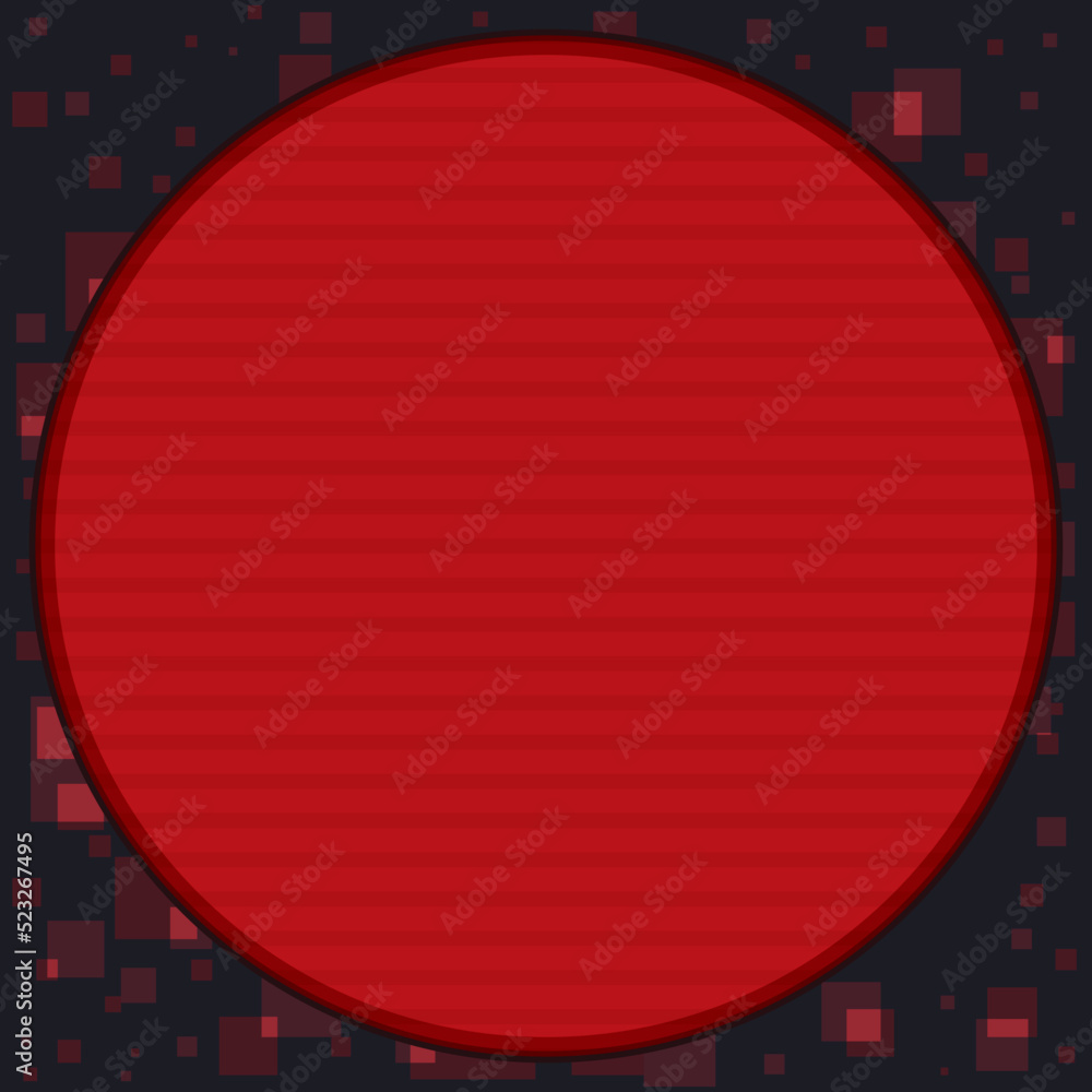 Red button template with pixel art background, Vector illustration
