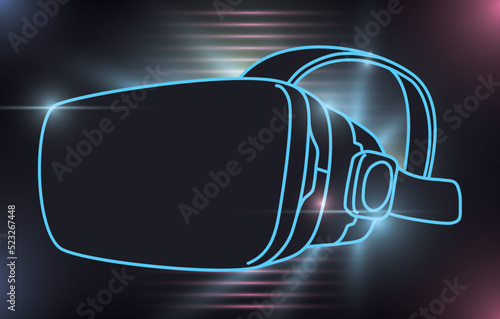 Dark design with glows and virtual reality headset, Vector illustration