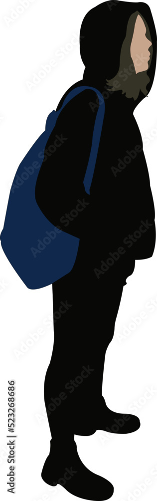 a teenager girl student with backpack, silhouette vector a teenager girl student with backpack, silhouette vector