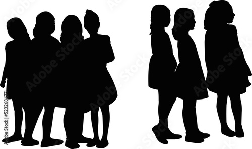 girls together, body silhouette vector