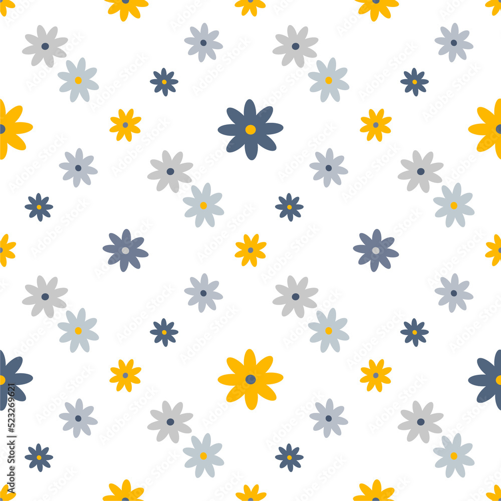 seamless pattern with daisies in 60s style seamless pattern with daisies in 60s style