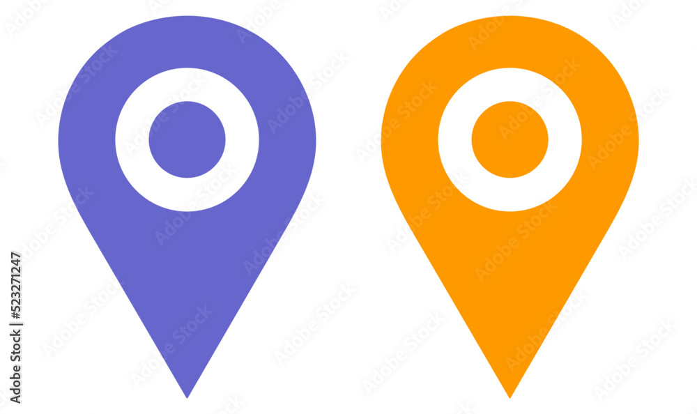 Location icon, navigation icon, blue and orange Location icon, navigation icon, blue and orange