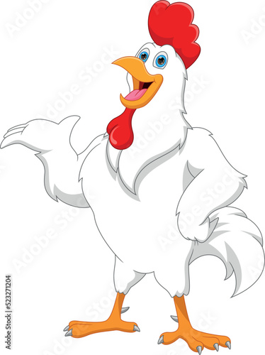 cute chicken cartoon on white background