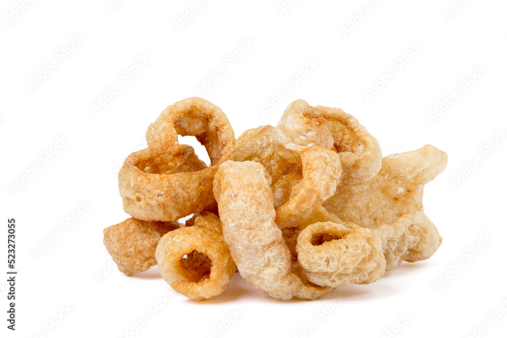 Fried pork skin. isolated on white background. Fried pork skin. isolated on white background.