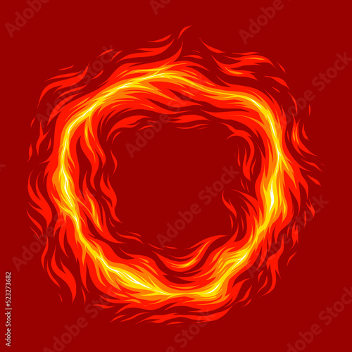 Circle shape of fire. Flame element illustration. Fire frame cartoon. Fit for poster, ornament, background illustration. Vector eps 10