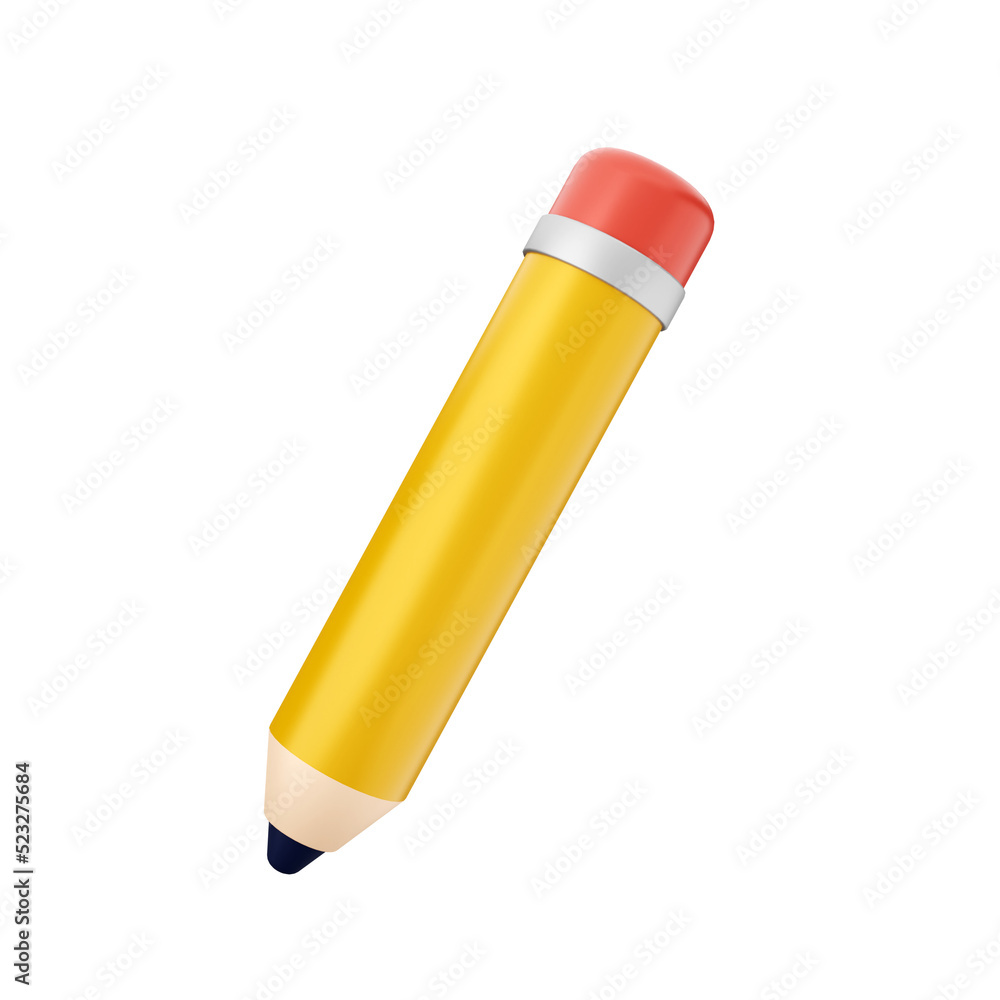 pencil with eraser 3d icon illustration pencil with eraser 3d icon illustration