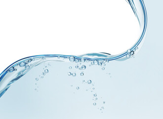 Blue liquid water splash with bubble transparent background