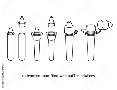 extraction tube filled with buffer solutions diagram for experiment setup lab outline vector illustration
