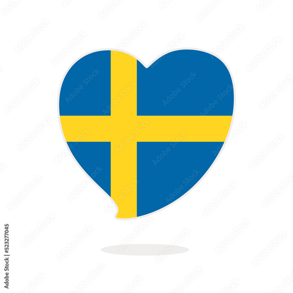 Sweden flag heart isolated on white background. Flag of Sweden in the shape of a heart. Flag of the Sweden vector illustration Sweden flag heart isolated on white background. Flag of Sweden in the shape of a heart. Flag of the Sweden vector illustration