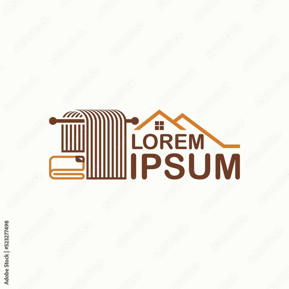 Obraz premium Simple and unique clothesline and towel folds with roof house image graphic icon logo design abstract concept vector stock. Can be used as symbol related to bathroom or home