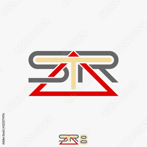 Simple but unique letter or word STP line font with triangle on center image graphic icon logo design abstract concept vector stock. Can be used as symbol related to initial or sport