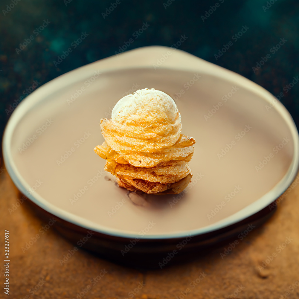 Vanilla ice cream with crisps - obrazy, fototapety, plakaty 