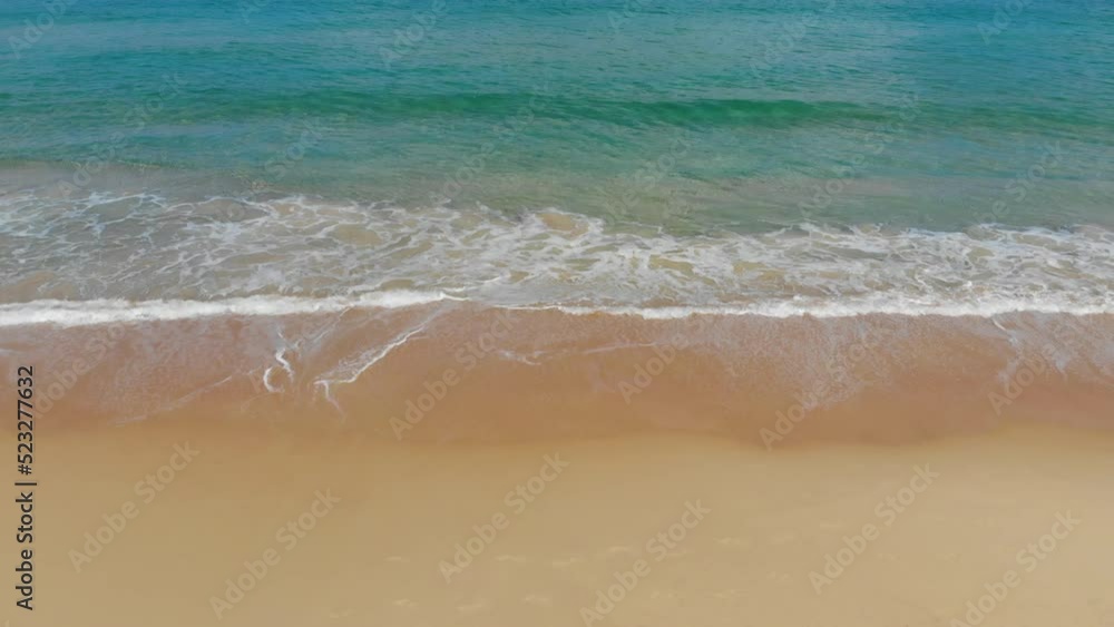 Aerial view sea wave beach with white sand summer vacation background Aerial view sea wave beach with white sand summer vacation background