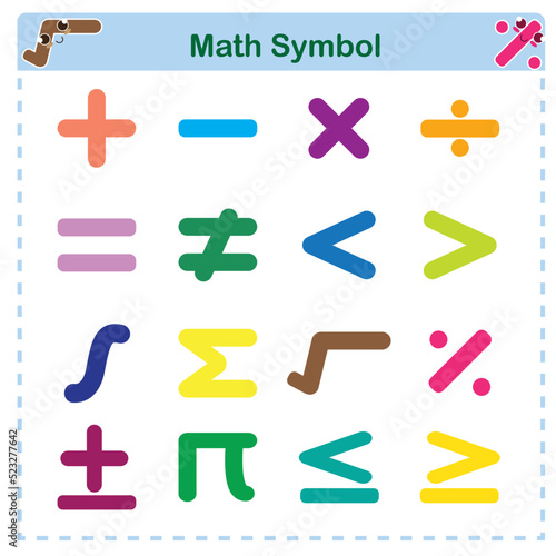 Colorful math symbol 2D with modern design