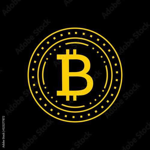 Bitcoin symbol template. The currency of the future Internet. Digital coin online technology. Cryptocurrency with Bitcoin gold coin for website. Mining and extracting bitcoin vector illustration