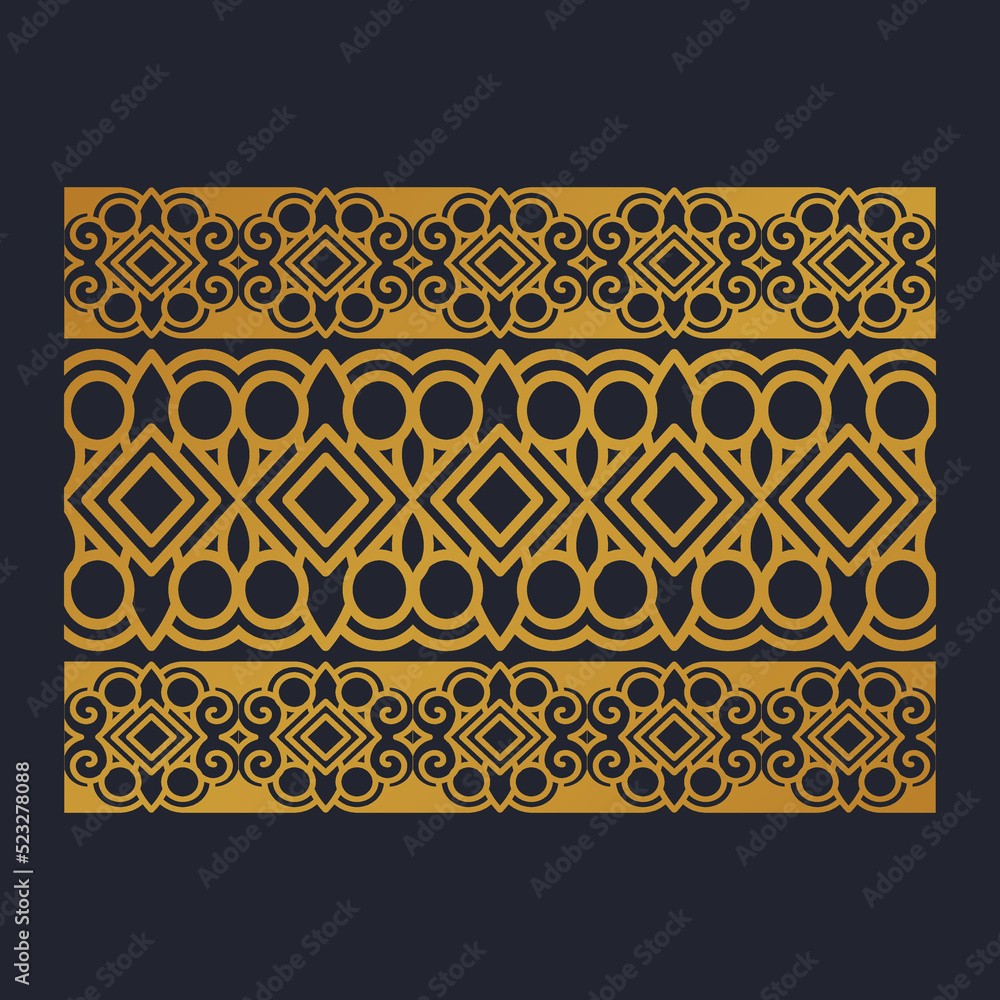 Golden ornamental border design template. - Vector. Golden ornamental border design template. - Vector.
