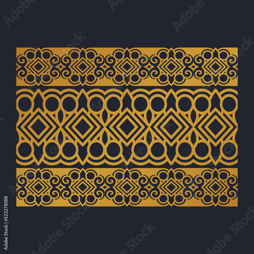 Golden ornamental border design template. - Vector.